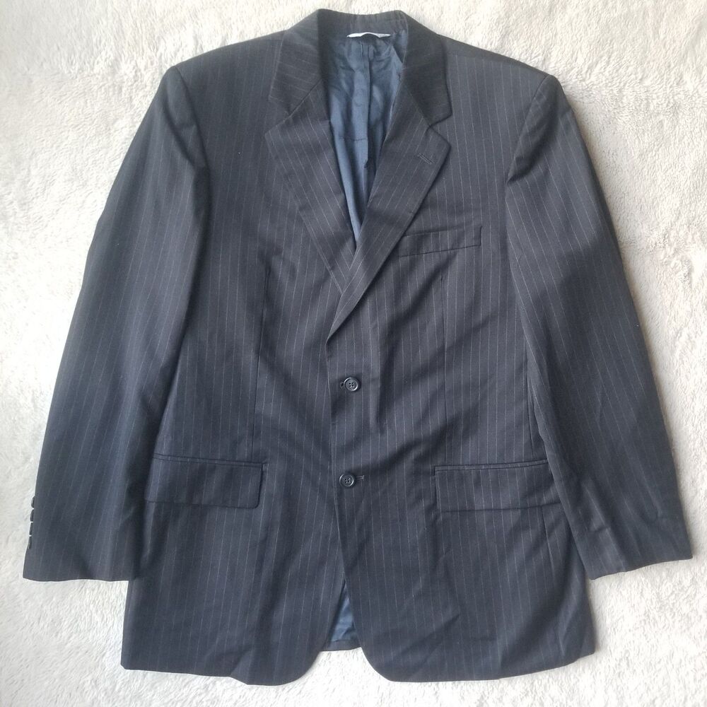 Joseph Feiss Blazer Men's 41R Grey Striped 100% Wool 2 Button Suit Jacket